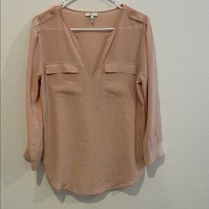 Elegant Blush V-Neck Blouse